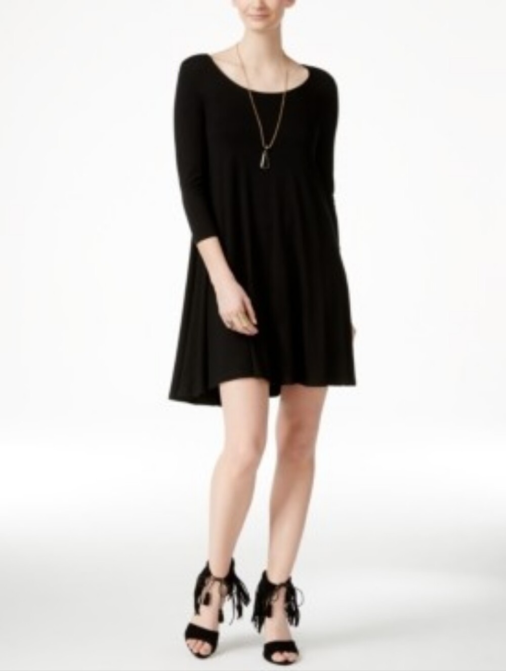 Karen Kane 3/4 Sleeve Maggie Trapeze Dress Black Med New